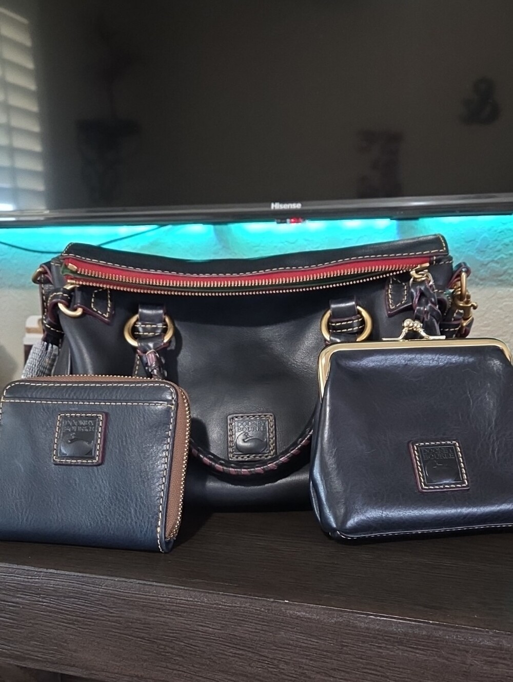 Dooney & Bourke Navy Blue Florentine Satchel with Matching Wallets